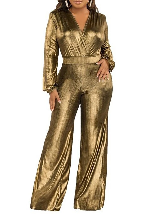 Women's Jumpsuit High Waist Maillard Sequin Solid Color V Neck Elegant Party Bar Regular Fit Long Sleeve Green Black Silver S M L Winter Cold Weather 7 Women's Jumpsuit High Waist Maillard Sequin Solid Color V Neck Elegant Party Bar Regular Fit Long Sleeve Green Black Silver S M L Winter Cold Weather - Image 7