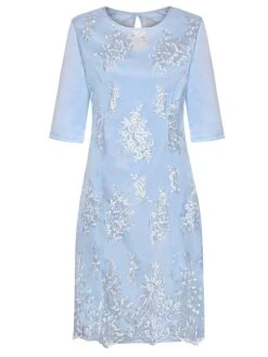 Women‘s Plus Size Curve Apple Shaped Dress Wedding Guest Lace Dress Work Dress Sheath Dress Floral Midi Dress Sleeve Lace Crew Neck Elegant Office Red Sky Blue Spring Summer Dress -Cheap Plus Fit Dress Store yzlqpi1673503405228