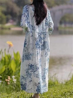 Women's Casual Dress Cotton Linen Dress Swing Dress Midi Dress Linen / Cotton Blend Sweet Style Modern Outdoor Daily Holiday Crew Neck Print 3/4 Length Sleeve Fall Winter Autumn 2023 Loose Fit Light 12 Women's Casual Dress Cotton Linen Dress Swing Dress Midi Dress Linen / Cotton Blend Sweet Style Modern Outdoor Daily Holiday Crew Neck Print 3/4 Length Sleeve Fall Winter Autumn 2023 Loose Fit Light -Cheap Plus Fit Dress Store yzpxin1693553153714