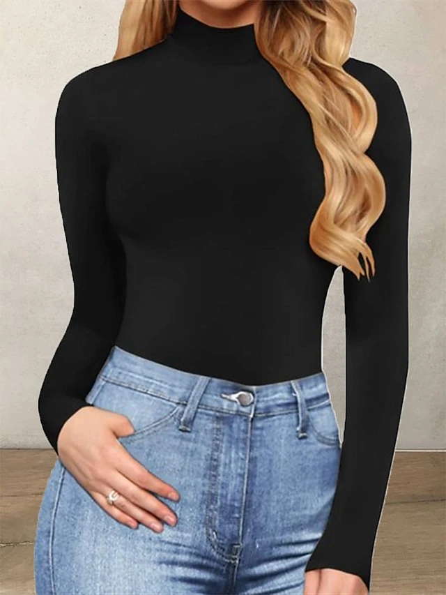 Women's Bodysuit Print Leopard Stand Collar Streetwear Street Daily Regular Fit Long Sleeve Picture Color 1 Picture Color 2 Picture Color 3 S M L Fall 10 Women's Bodysuit Print Leopard Stand Collar Streetwear Street Daily Regular Fit Long Sleeve Picture Color 1 Picture Color 2 Picture Color 3 S M L Fall - Image 10