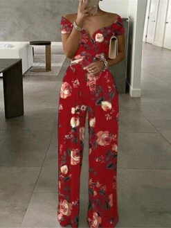Women's Jumpsuitfor Special Occasions Backless High Waist Floral Off Shoulder Streetwear Office Street Regular Fit Short Sleeve Black White Red S M L Summer 7 Women's Jumpsuitfor Special Occasions Backless High Waist Floral Off Shoulder Streetwear Office Street Regular Fit Short Sleeve Black White Red S M L Summer -Cheap Plus Fit Dress Store zbmfuw1677650520797