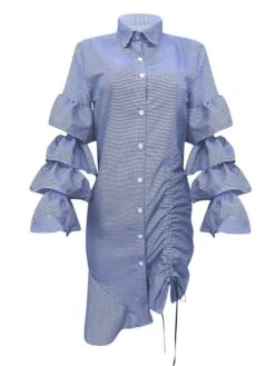 Women's Shirt Dress Sheath Dress Midi Dress Winter Dress Daily Vacation Polyester Cotton Blend Fashion Casual Shirt Collar Lace Up Ruched Long Sleeve Summer Spring Fall 2022 Regular Fit Red Light Blue 23 Women's Shirt Dress Sheath Dress Midi Dress Winter Dress Daily Vacation Polyester Cotton Blend Fashion Casual Shirt Collar Lace Up Ruched Long Sleeve Summer Spring Fall 2022 Regular Fit Red Light Blue -Cheap Plus Fit Dress Store zbzstg1634352967566