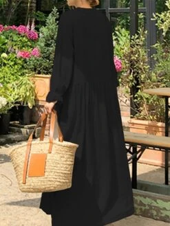 Women's Casual Dress Cotton Linen Dress Swing Dress Maxi Long Dress Linen Basic Classic Outdoor Daily Vacation V Neck Ruched Button Long Sleeve Summer Spring Fall 2023 Loose Fit Black Wine Apricot 12 Women's Casual Dress Cotton Linen Dress Swing Dress Maxi Long Dress Linen Basic Classic Outdoor Daily Vacation V Neck Ruched Button Long Sleeve Summer Spring Fall 2023 Loose Fit Black Wine Apricot -Cheap Plus Fit Dress Store zckqjb1690268466022