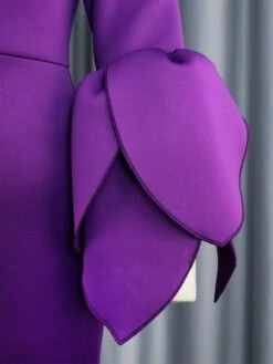 Women's Plus Size Curve Party Dress Cocktail Dress Work Dress Plain Midi Dress Long Sleeve Crew Neck Fashion Party Purple Fall Winter XL XXL 3XL 4XL -Cheap Plus Fit Dress Store zculqw1694151483886