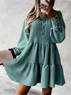 Women's Shirt Dress Casual Dress Mini Dress Outdoor Daily Date Polyester Fashion Modern Crew Neck Ruched Ruffle Long Sleeve Fall Winter 2023 Loose Fit Black Pink Green Plain S M L XL 8 Women's Shirt Dress Casual Dress Mini Dress Outdoor Daily Date Polyester Fashion Modern Crew Neck Ruched Ruffle Long Sleeve Fall Winter 2023 Loose Fit Black Pink Green Plain S M L XL -Cheap Plus Fit Dress Store zdxvsb1695714990634