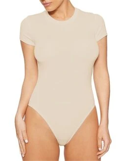Women's Bodysuit High Waist Solid Color Crew Neck Streetwear Daily Going Out Regular Fit Short Sleeve Black White Pink S M L Summer -Cheap Plus Fit Dress Store zefgaj1692615969983