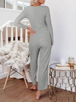 Women's Jumpsuit Button Pocket Solid Color Crew Neck Streetwear Street Daily Regular Fit Long Sleeve Black Yellow Fuchsia S M L Fall -Cheap Plus Fit Dress Store zeofti1692269113836