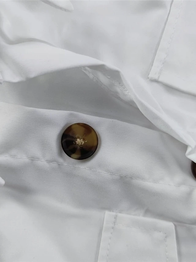 Women's Romper Button Shirt Collar Streetwear Street Regular Fit White S M L Summer 3 Women's Romper Button Shirt Collar Streetwear Street Regular Fit White S M L Summer - Image 3