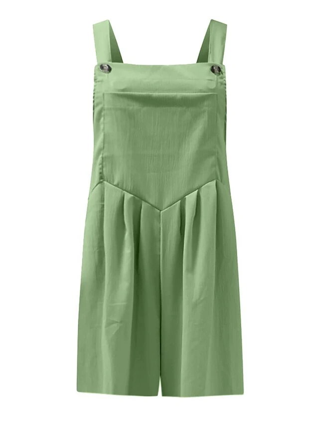 Jumpsuits For Women Summer Overall Bib Pocket Solid Color Square Neck Basic Daily Vacation Regular Fit Sleeveless Black Yellow Pink S M L 4 Jumpsuits For Women Summer Overall Bib Pocket Solid Color Square Neck Basic Daily Vacation Regular Fit Sleeveless Black Yellow Pink S M L - Image 4