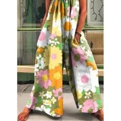 Jumpsuits For Women Summer Print Floral Strap Ordinary Straight Regular Fit Sleeveless Green Blue M L XL Spring 8 Jumpsuits For Women Summer Print Floral Strap Ordinary Straight Regular Fit Sleeveless Green Blue M L XL Spring -Cheap Plus Fit Dress Store zieopv1620225020145