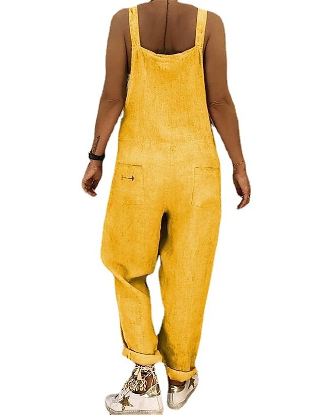 Women's Overall Print Print U Neck Streetwear Daily Vacation Regular Fit Sleeveless Yellow Brown Green S M L Summer 4 Women's Overall Print Print U Neck Streetwear Daily Vacation Regular Fit Sleeveless Yellow Brown Green S M L Summer - Image 4