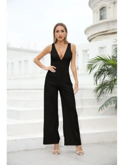 Women's Sophisticated Party 2022 White Black Jumpsuit Solid Color -Cheap Plus Fit Dress Store zjezrs1644311487721