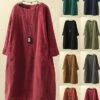 Women‘s Plus Size Curve Holiday Dress Solid Color Crew Neck Half Sleeve Spring Fall Basic Dress