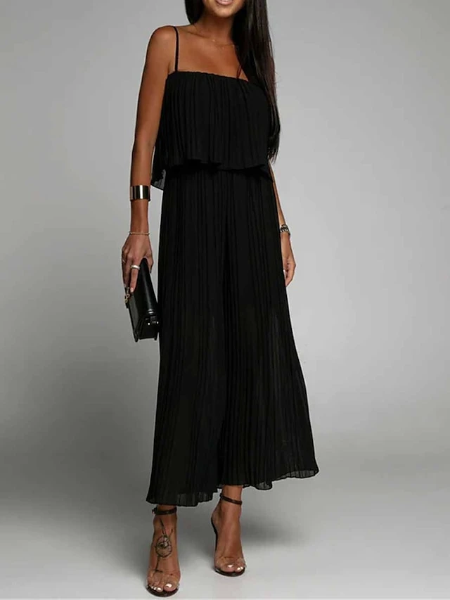 Women‘s Jumpsuit Pleated Backless Solid Color Square NeckPink Fall Winter Streetwear Office Street Regular Fit Sleeveless Black Green S M L Summer 6 Women‘s Jumpsuit Pleated Backless Solid Color Square NeckPink Fall Winter Streetwear Office Street Regular Fit Sleeveless Black Green S M L Summer - Image 6