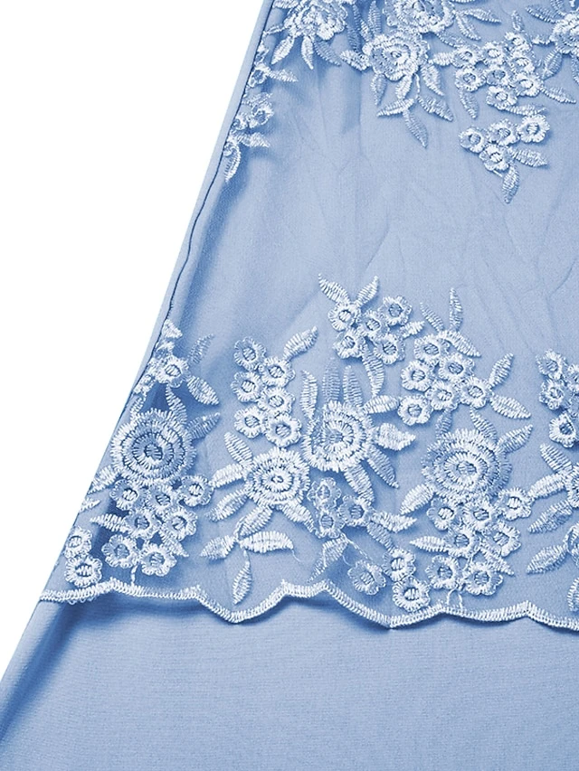 Women's Dress Set Lace Dress Midi Dress Light Blue Green Gray Half Sleeve Floral Embroidered Layered Patchwork Summer Spring Fall Crew Neck Elegant Chinoiserie 2023 M L XL XXL XXXL 4XL 5XL 10 Women's Dress Set Lace Dress Midi Dress Light Blue Green Gray Half Sleeve Floral Embroidered Layered Patchwork Summer Spring Fall Crew Neck Elegant Chinoiserie 2023 M L XL XXL XXXL 4XL 5XL - Image 10