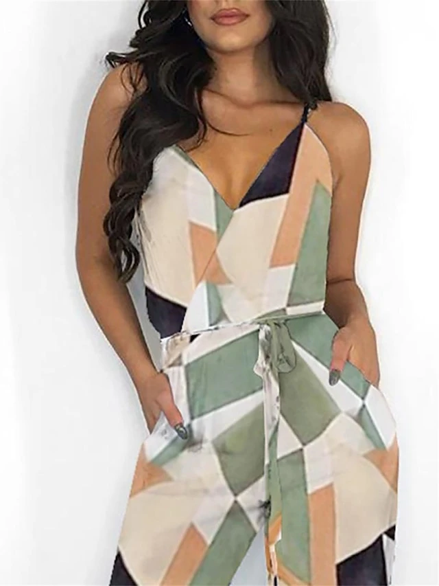 Women's Jumpsuits Casual Summer Lace Up Pocket Plaid V Neck Streetwear Daily Vacation Regular Fit Sleeveless White Yellow Light Green S M L Spring 13 Women's Jumpsuits Casual Summer Lace Up Pocket Plaid V Neck Streetwear Daily Vacation Regular Fit Sleeveless White Yellow Light Green S M L Spring - Image 13