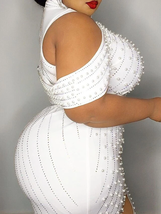 Women‘s Plus Size Curve Party Dress Solid Color Turtleneck Sequins Sleeveless Spring Fall Sequins Prom Dress Maxi Long Dress Party Dress Sheath Dress Split 2 Women‘s Plus Size Curve Party Dress Solid Color Turtleneck Sequins Sleeveless Spring Fall Sequins Prom Dress Maxi Long Dress Party Dress Sheath Dress Split - Image 2