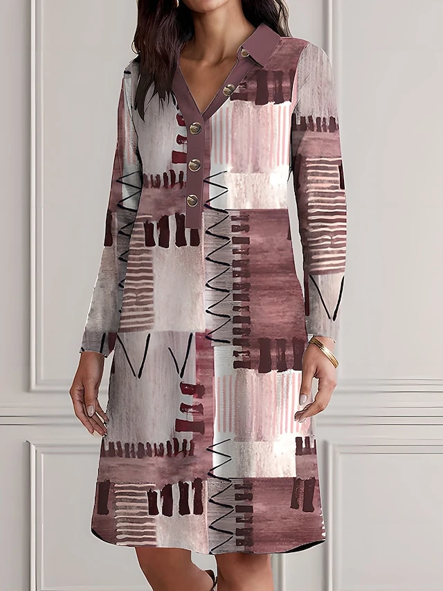 Women's Shirt Dress Casual Dress Cotton Linen Dress Midi Dress Polyester Fashion Casual Daily Outdoor Daily Vacation Shirt Collar Button Print 3/4 Length Sleeve Spring Fall Winter 2023 Loose Fit Blue 4 Women's Shirt Dress Casual Dress Cotton Linen Dress Midi Dress Polyester Fashion Casual Daily Outdoor Daily Vacation Shirt Collar Button Print 3/4 Length Sleeve Spring Fall Winter 2023 Loose Fit Blue - Image 4