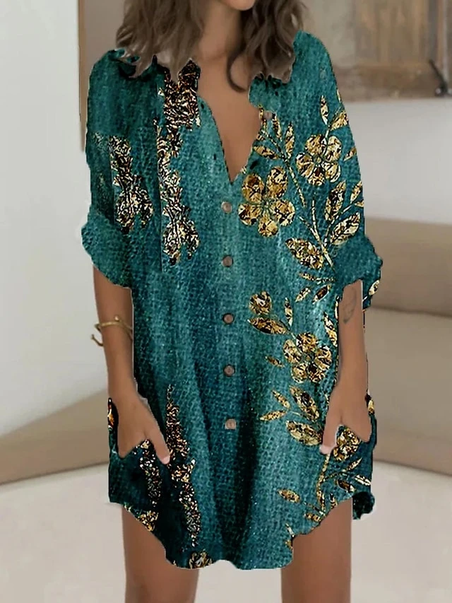 Women's Shirt Dress Casual Dress Shift Dress Mini Dress Outdoor Daily Vacation Polyester Fashion Casual Stand Collar Button Pocket Long Sleeve Summer Spring Fall 2023 Regular Fit Blue Purple Green 2 Women's Shirt Dress Casual Dress Shift Dress Mini Dress Outdoor Daily Vacation Polyester Fashion Casual Stand Collar Button Pocket Long Sleeve Summer Spring Fall 2023 Regular Fit Blue Purple Green - Image 2