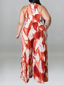 Women's Jumpsuit High Waist Print Floral Crew Neck Casual Daily Holiday Regular Fit Sleeveless Red Blue Purple XL XXL 3XL Spring -Cheap Plus Fit Dress Store zwyvki1675747205469